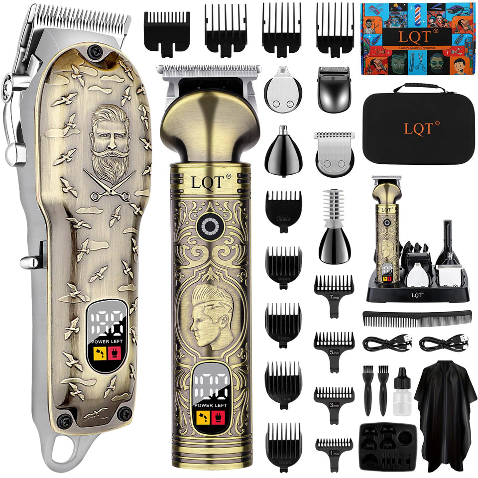 LQT professional cordless clipper with embossed bronze body for precise trimming.