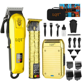 LQT professional cordless clippers kit with precision blades ensures smooth at-home grooming.