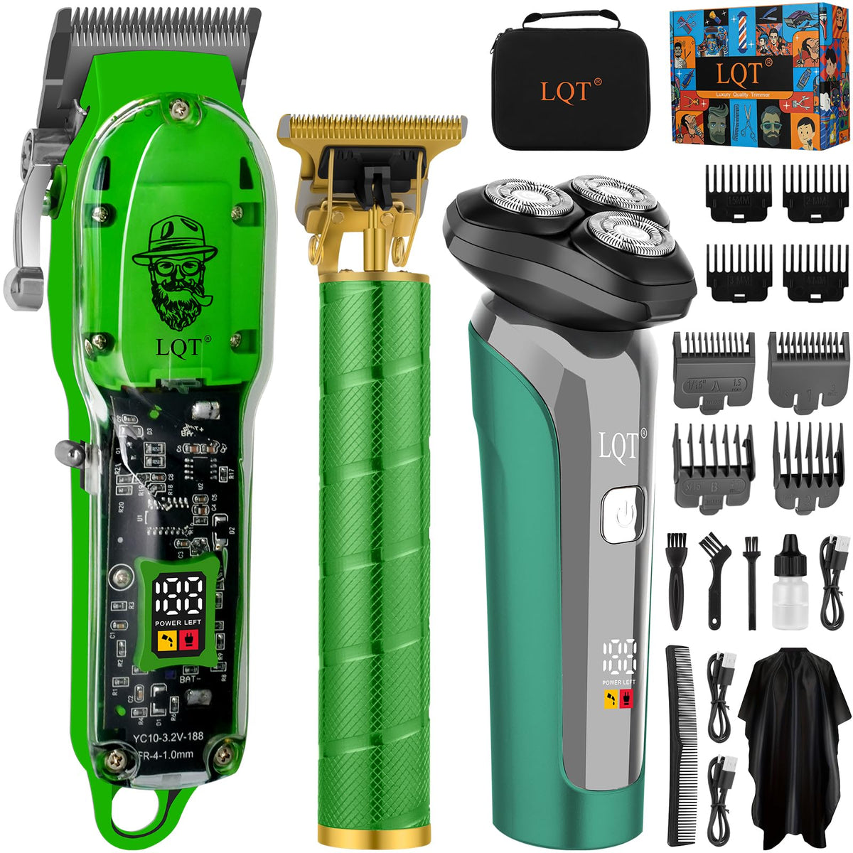 LQT professional cordless clipper kit fullset with transparent body for versatile grooming
