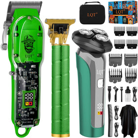 LQT professional cordless clipper kit fullset with transparent body for versatile grooming