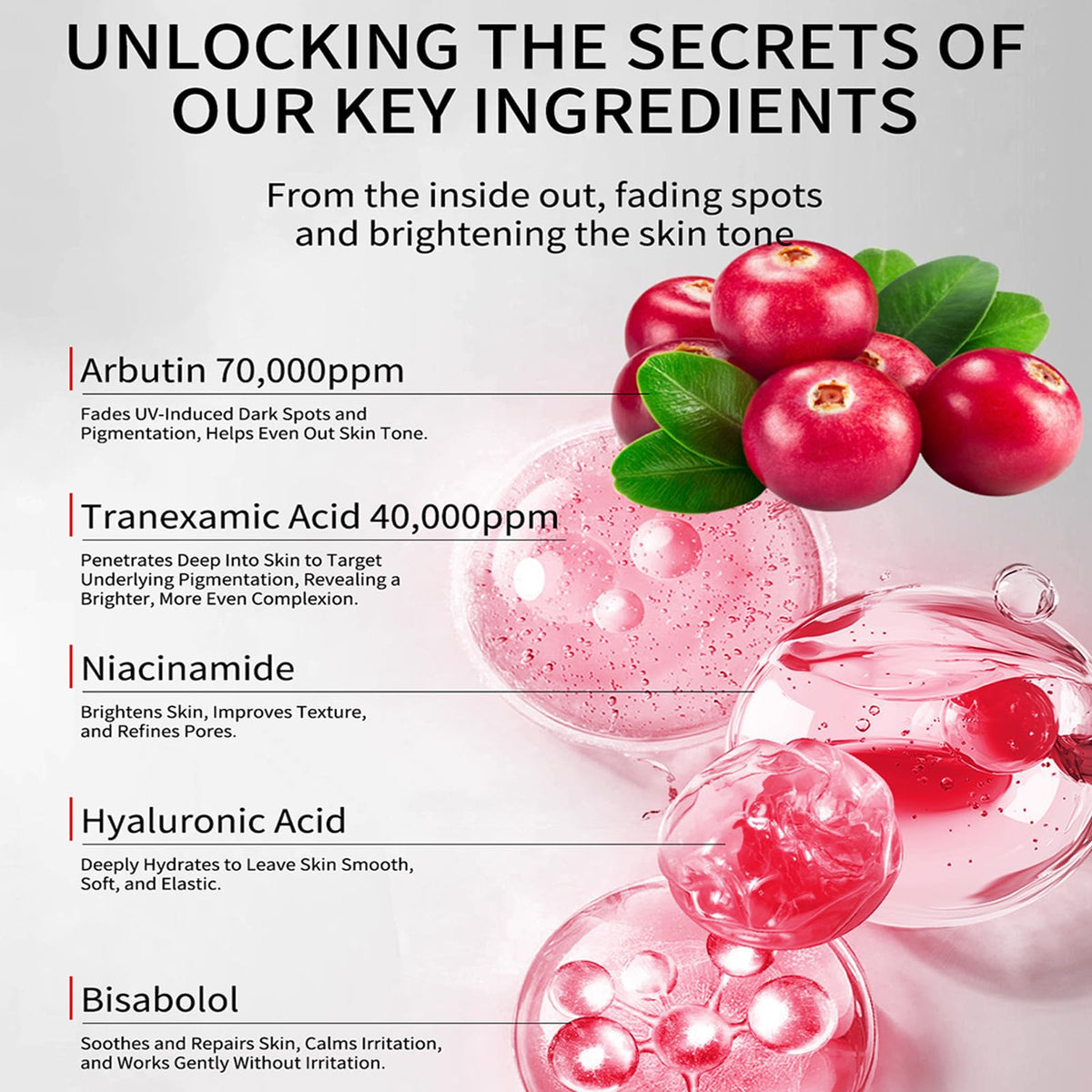 Close-up of LRUSEIFE Arbutin + Tranexamic Acid cream reveals niacinamide blend.