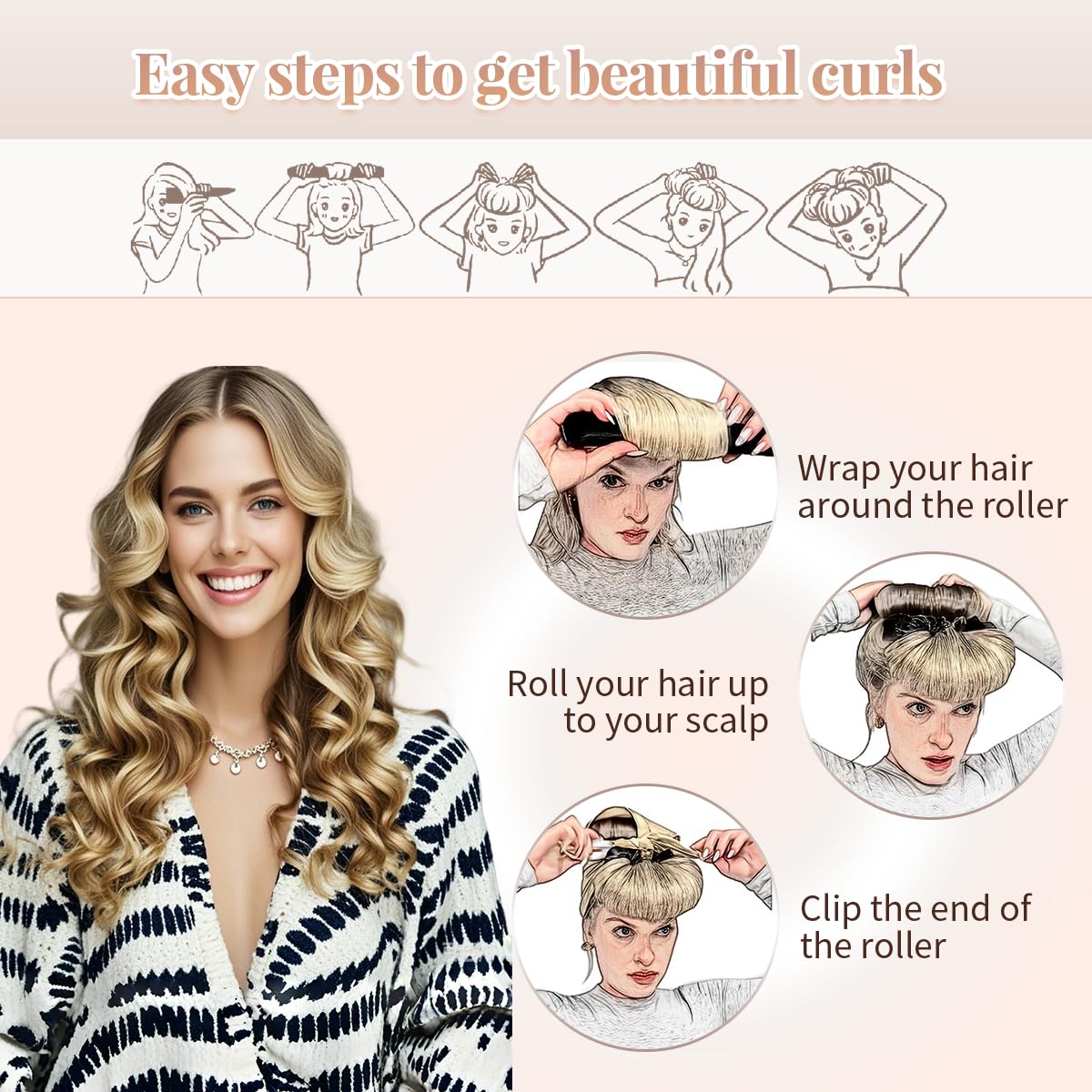 Lrzduya heatless curler with brown scarf for stylish night use