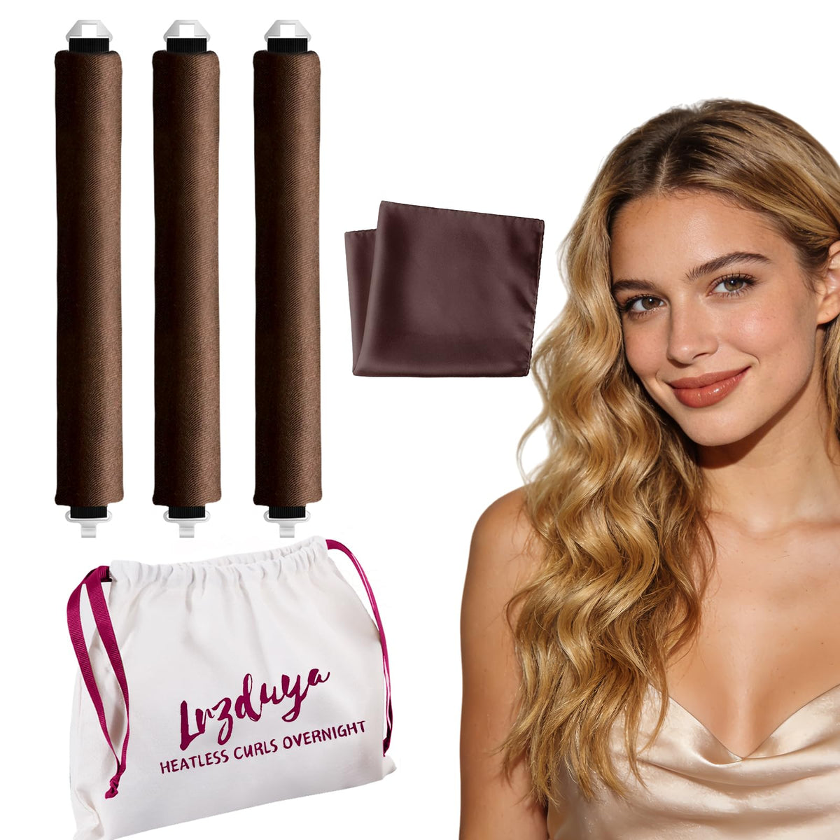 Lrzduya heatless curls overnight rods ready to create waves with no heat