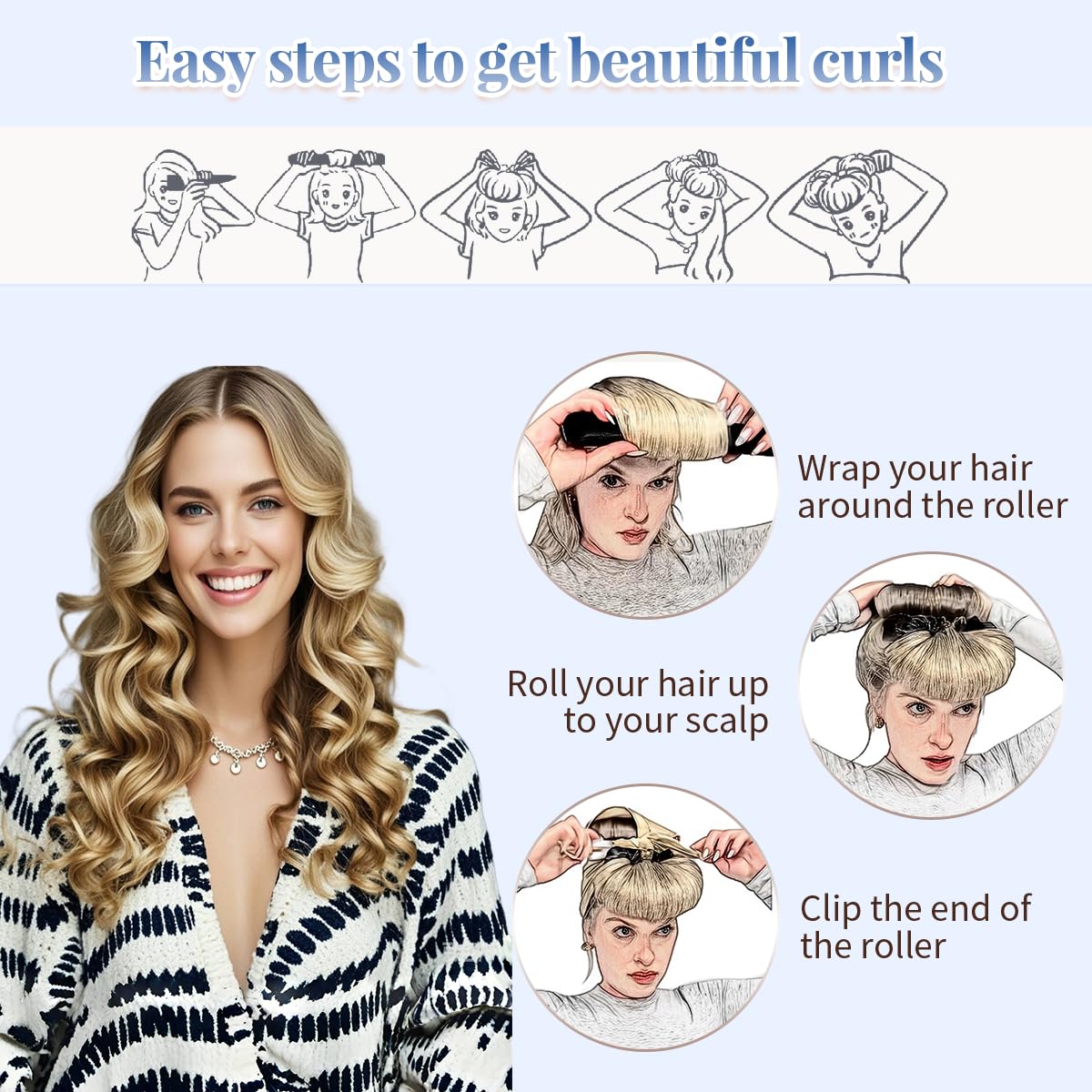 Lrzduya heatless hair curler with scarf bag included for travel