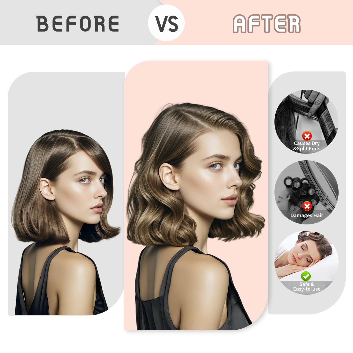 Lrzduya velvet 3 rods curl wand set for soft overnight waves