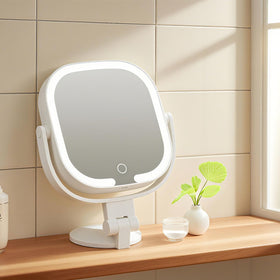 LSNDRG space-saving dressing area mirror frees counter space.