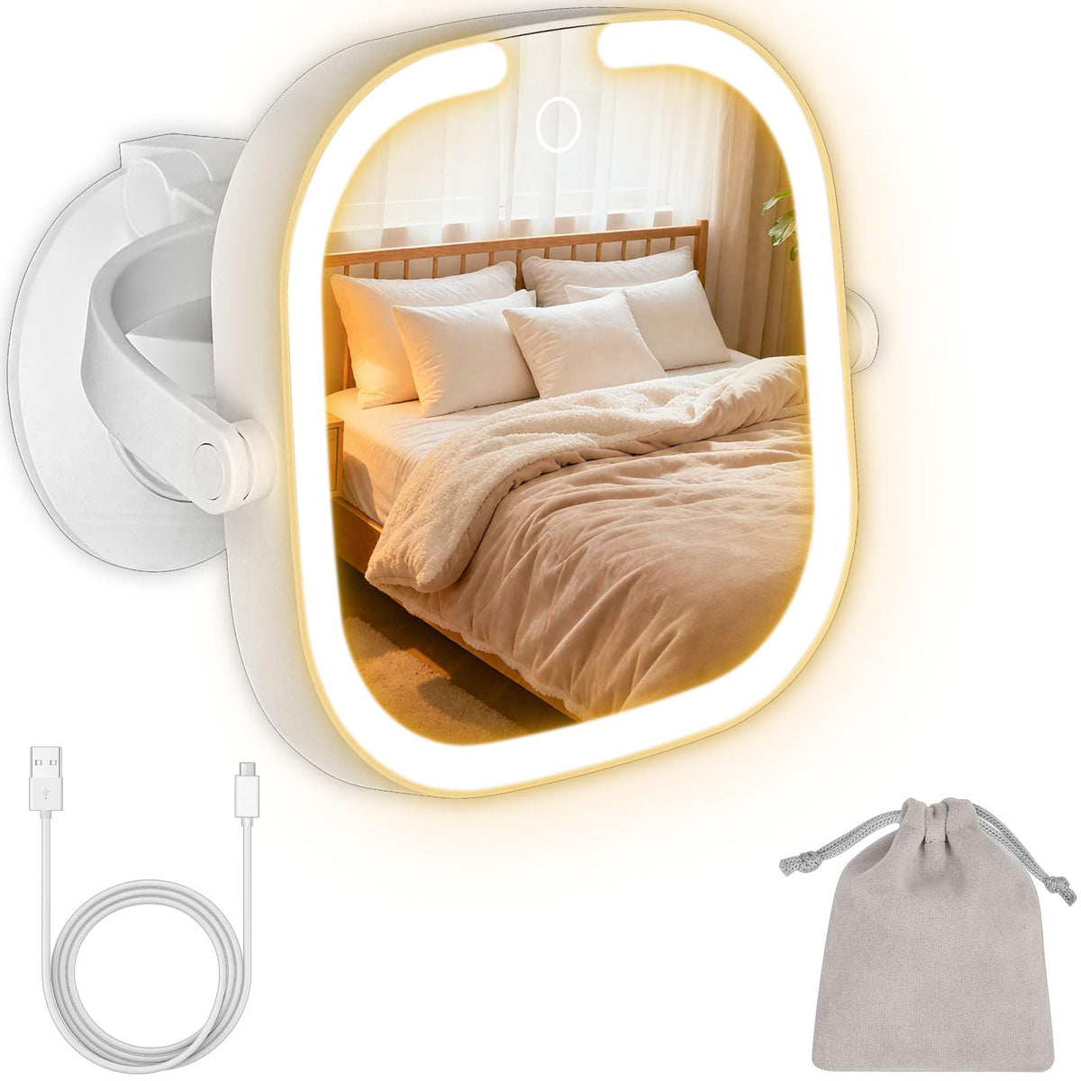 LSNDRG square 30X magnifying mirror with light for precise eyebrow shaping.