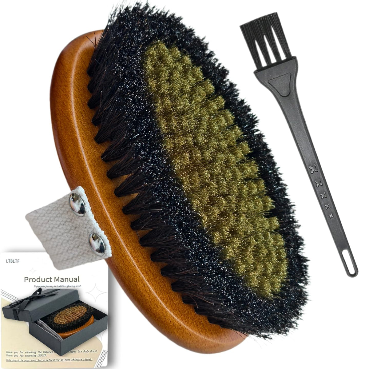 LTBLTF ionic copper and horsehair brush for exfoliation and gentle brushing