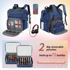 LTINVECK blue backpack side pockets, perfect for tools and nail supplies.