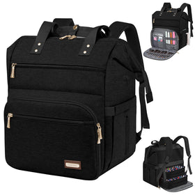 LTINVECK nail polish organizer backpack showing interior with 70 bottles for travel-ready manicures