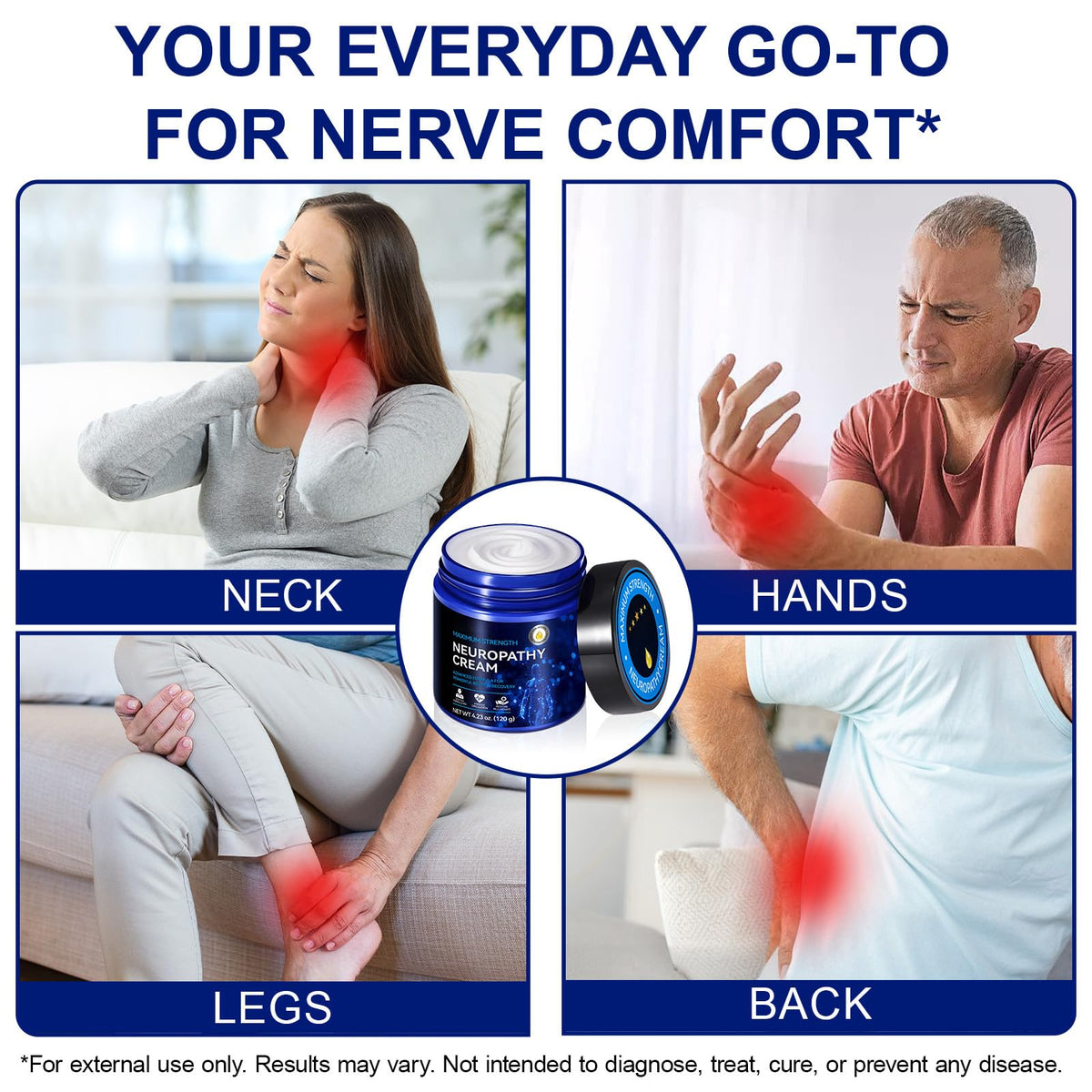 LTQXGT Nerve Relief Cream 2-pack packaging emphasizes value and convenience.