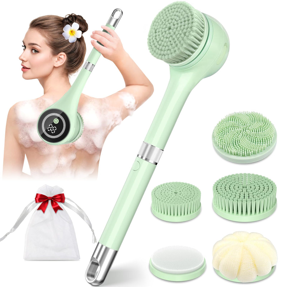 LUBEJR electric body brush back scrubber for deep cleansing and smoother skin