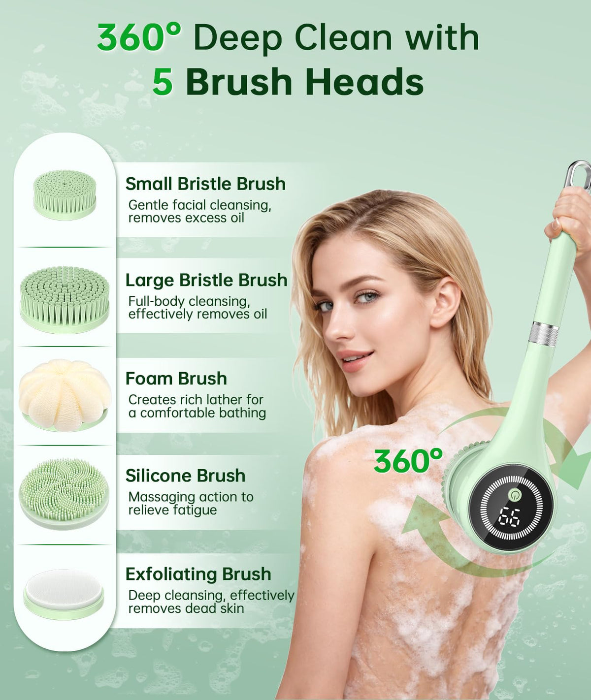 LUBEJR five head attachments for targeted cleansing and exfoliation