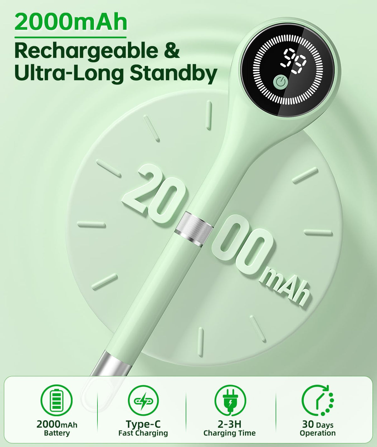 LUBEJR rechargeable 2000mAh battery for long use between charges