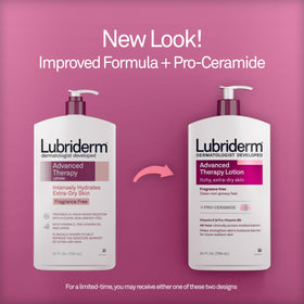 Lubriderm Advanced Therapy 24 oz pack highlighting long-lasting hydration
