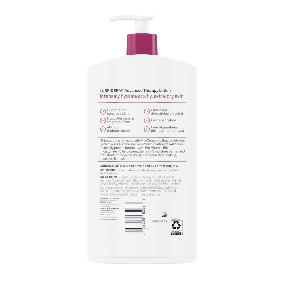 Lubriderm Advanced Therapy bottle close-up showing smooth absorption