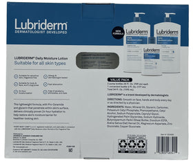 Lubriderm Daily Moisture Fragrance Free lotion tube close-up for sensitive skin.