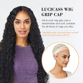 Lucicass adjustable Velcro wig cap provides a snug fit for many sizes.