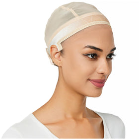 Lucicass wig cap with velvet grip band secures wigs without glue.
