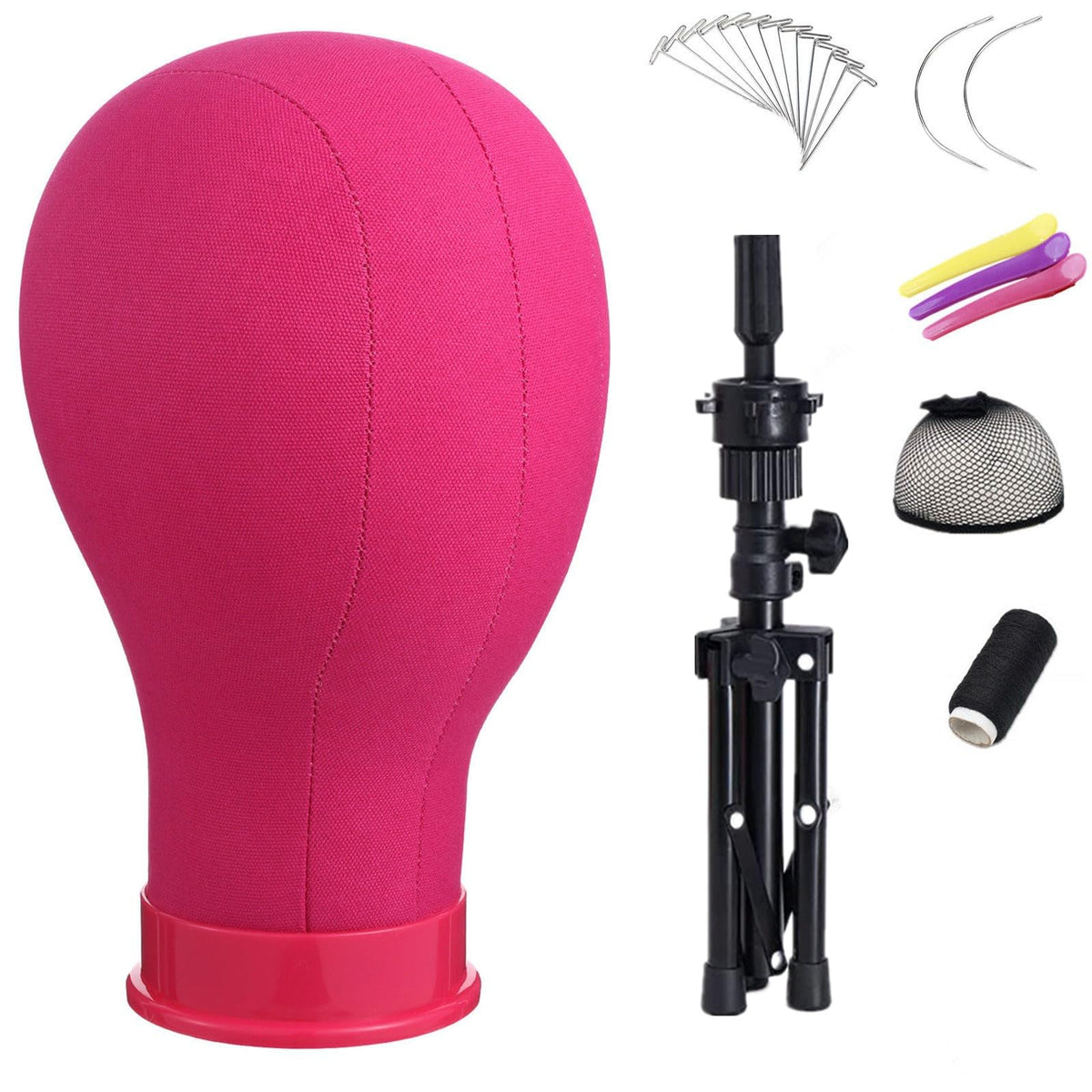 lucicass wig head 22inch canvas block in rose for realistic fitting and display