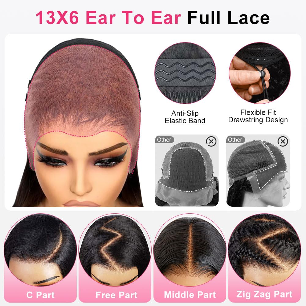 Luciya ear-to-ear lace frontal with natural parting and seamless blend.