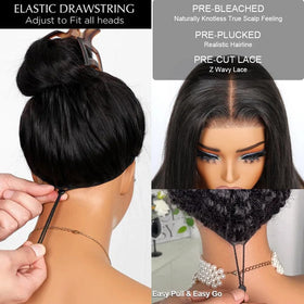 Luciya 13x6 lace parting space enables versatile styling options.