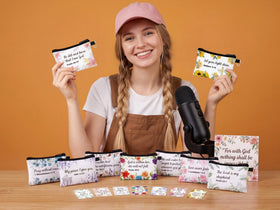 Luck Sea compact canvas pouch with zipper keeps small items organized.