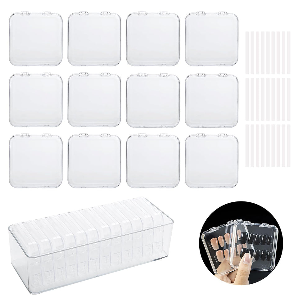 LUCKJUJU 12-piece nail storage box collection shown for organized nails