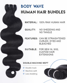 Lucklady 16A raw body wave bundle 22-inch front view reveals cascading length