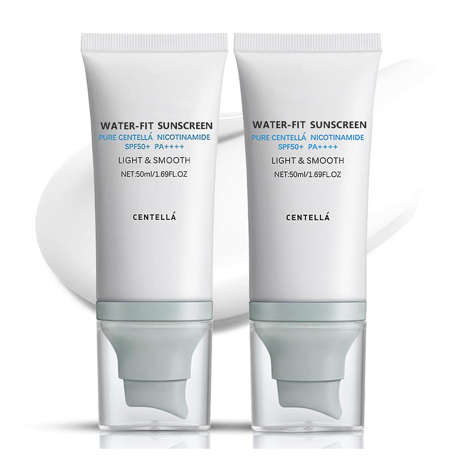 LuckNest Centella Sunscreen SPF 50 pump bottle for easy outdoor protection.