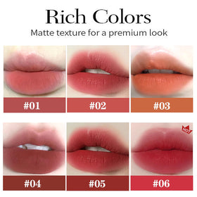 LuckNest velvet matte lipstick six shades for long-lasting color.