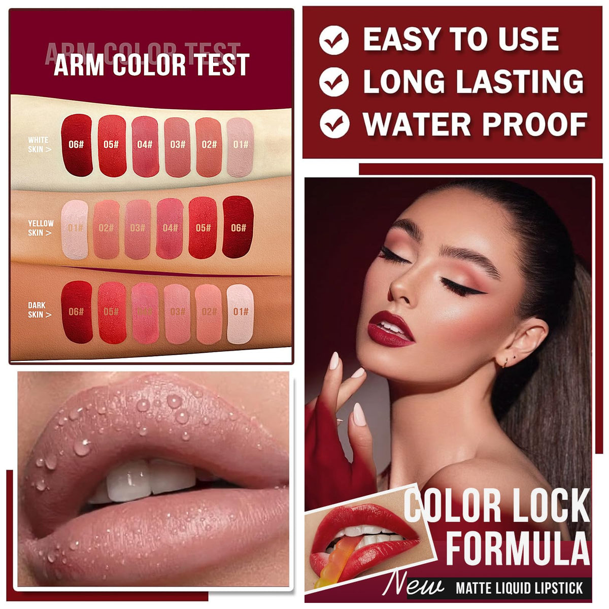 LuckNest waterproof longwear lip color withstands meals and smiles