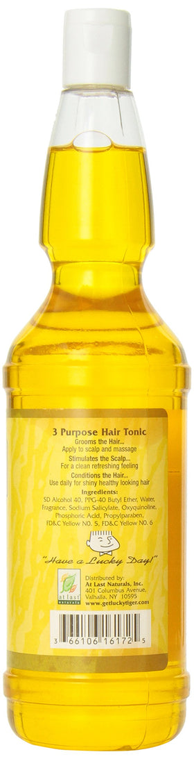 Lucky Tiger 3 Purpose Hair Tonic application highlights scalp conditioning and ease of use
