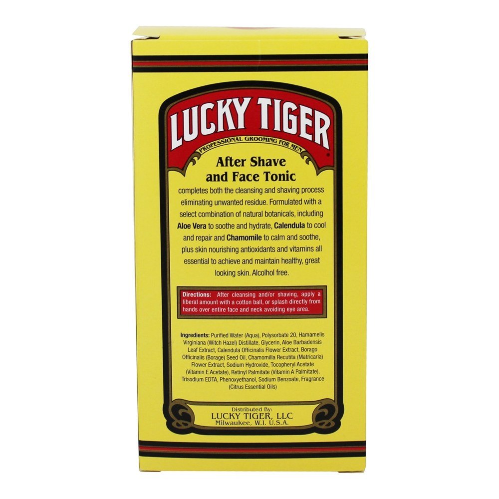 Lucky Tiger aloe vera calendula chamomile blend close-up highlighting soothing ingredients.