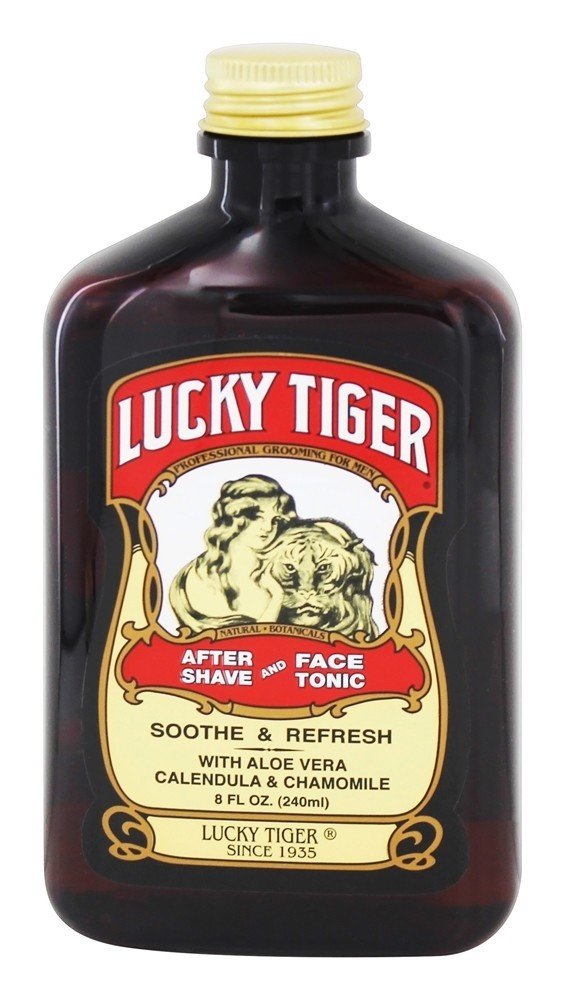 Lucky Tiger barbershop heritage USA badge emphasizing trusted grooming tradition.