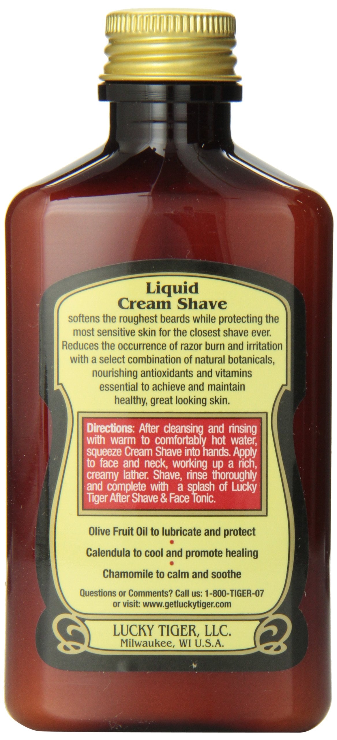 Lucky Tiger Liquid Cream Shave lather close-up highlighting dense cushion for razor glide.