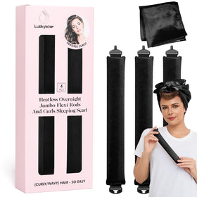Luckybear overnight heatless curler jumbo set front view with velvet rods for no-heat curls