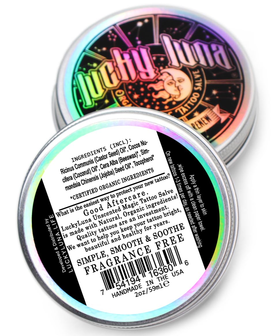 LuckyLuna made-in-usa tattoo care scene showcases small-batch craftsmanship.