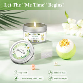 LUCOTIYA Lily Self Care Gift Set bath bomb delivers a soothing bath experience.