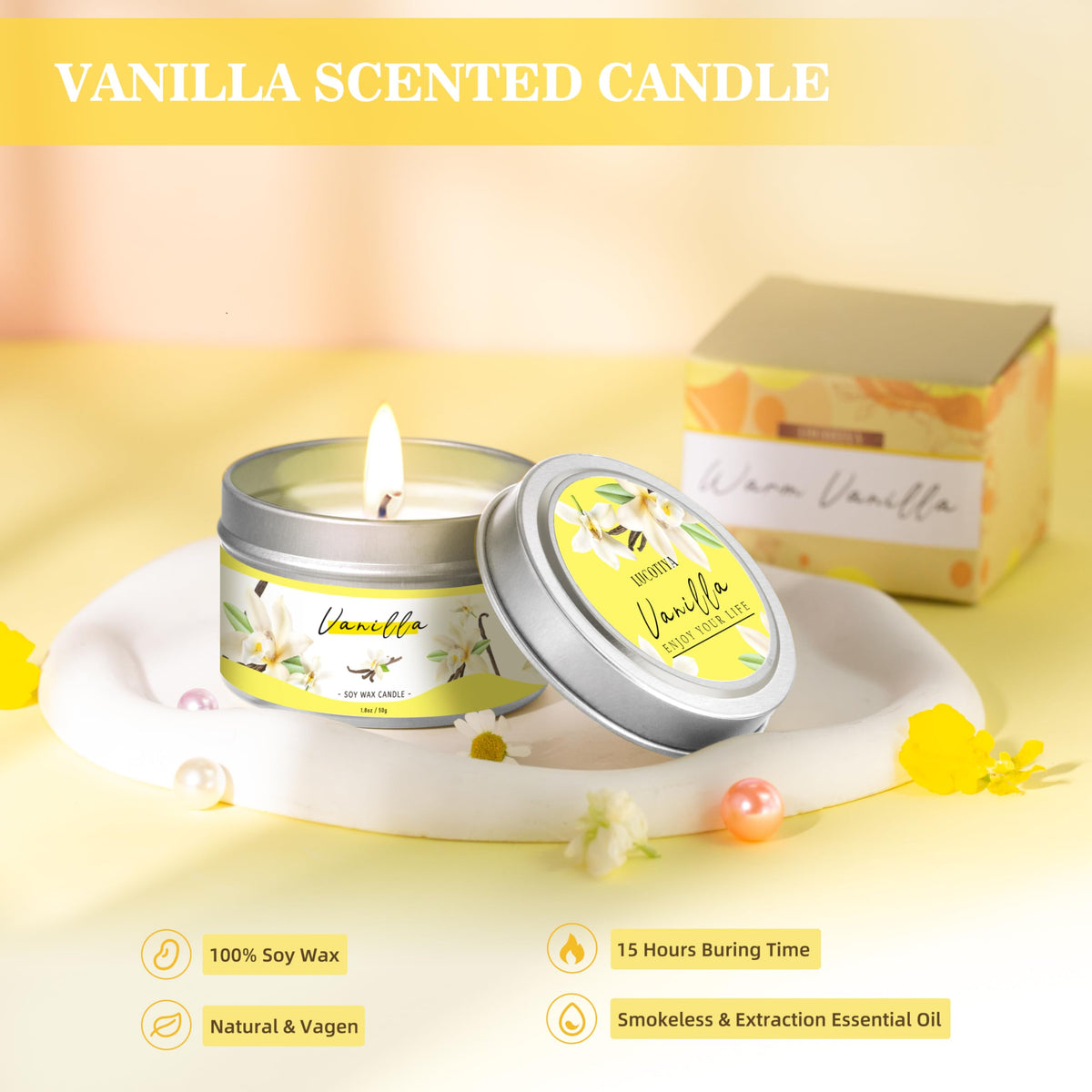 LUCOTIYA Vanilla Soap Bar cleanses gently while nourishing skin.