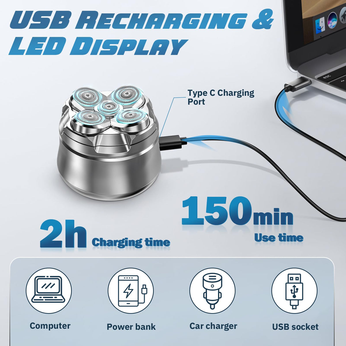 Luctry 5D head adapts to contours for a smooth, comfortable shave