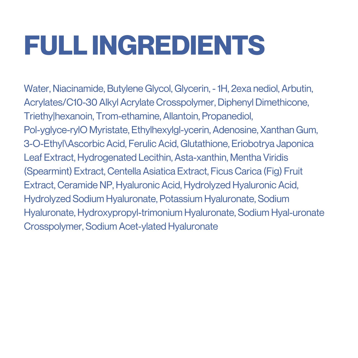 Ludient Radiance Glass Serum ingredients panel emphasizing niacinamide and glutathione.