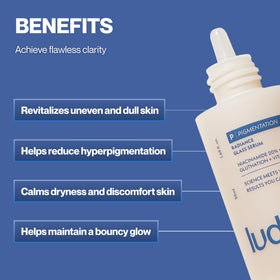 Ludient Radiance Glass Serum on a vanity as part of a radiant skincare routine.
