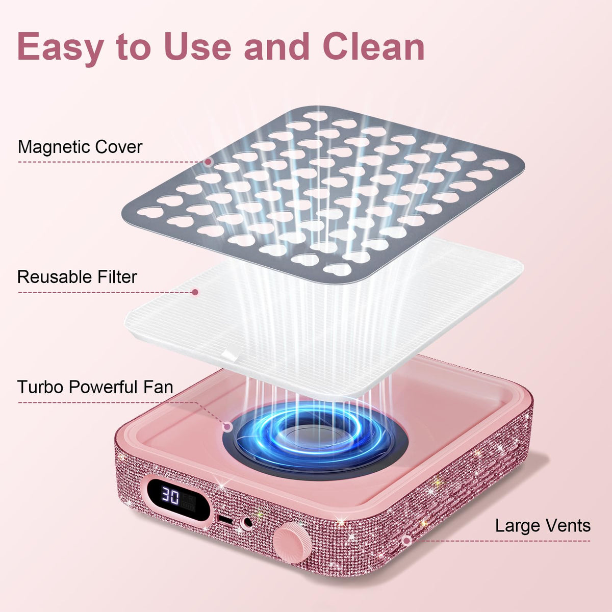 Ludysic Nail Dust Collector side profile fits neatly on a compact desk.
