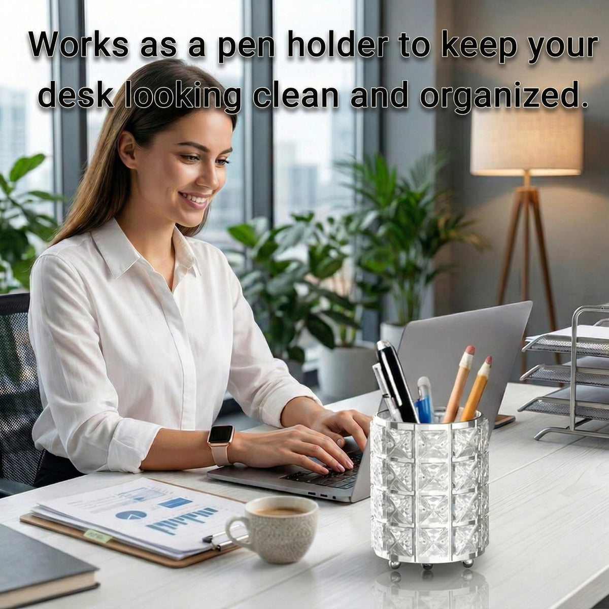 LUGUNU compact vanity cup saves counter space with elegant design.