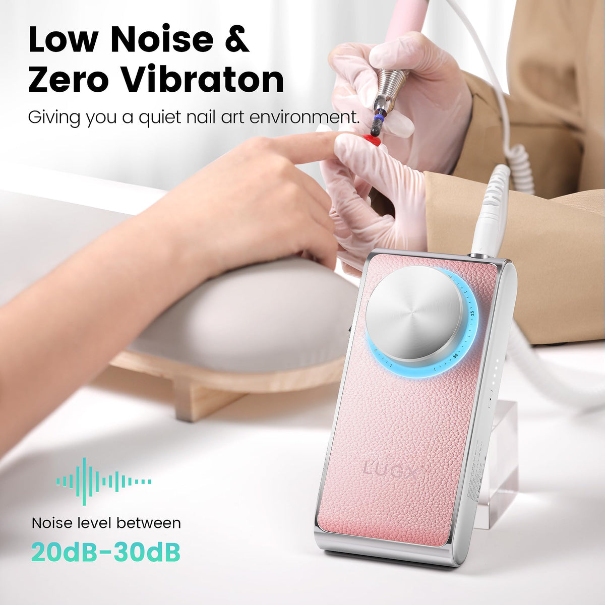 L'UGX compact portable design fits easily in a nail kit.