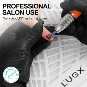 L'UGX nail dust collector side view highlights sleek form for home studios