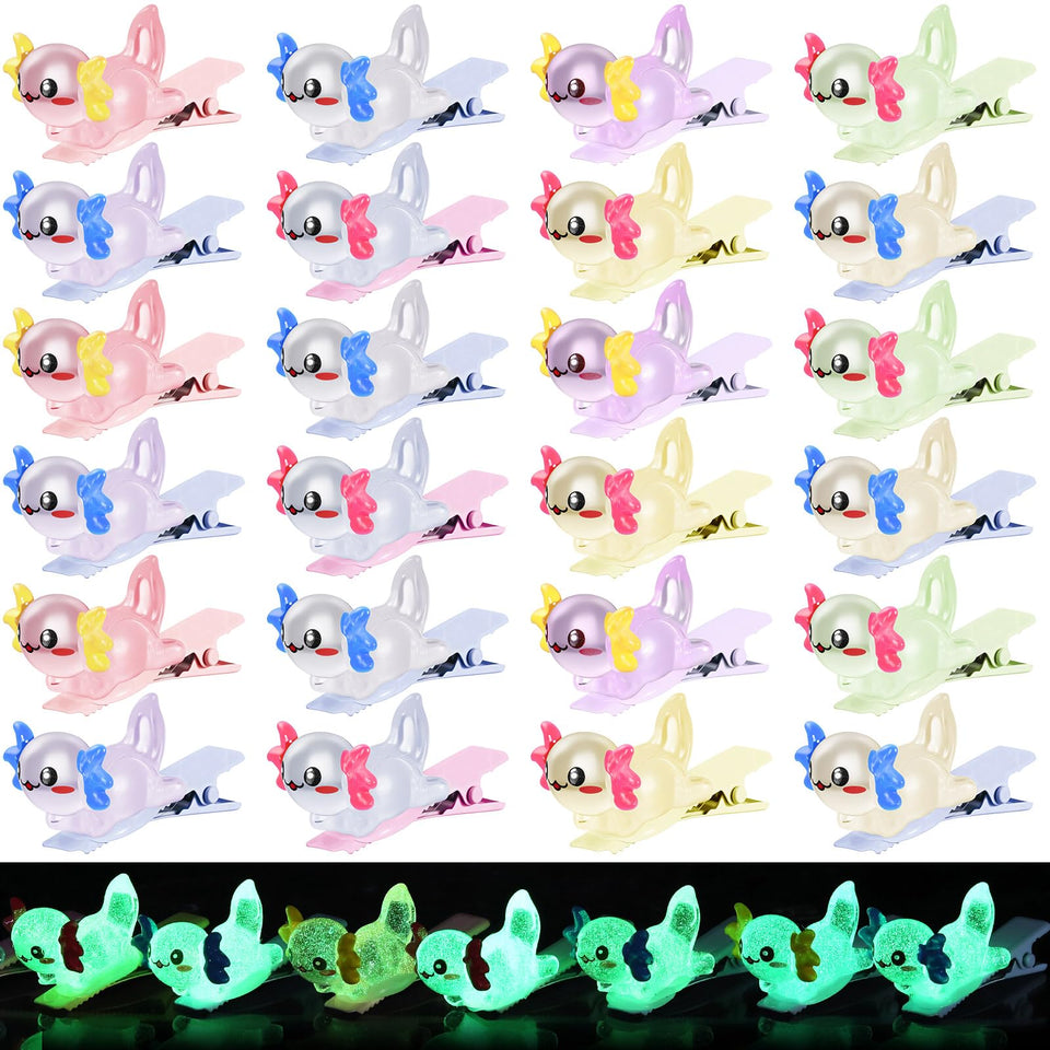 Luinabio axolotl hair clip set in eight colors for versatile daily styling.