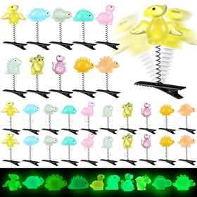 Luinabio glow dinosaur hair clip set, 30 pieces, vibrant colors for festival styling.