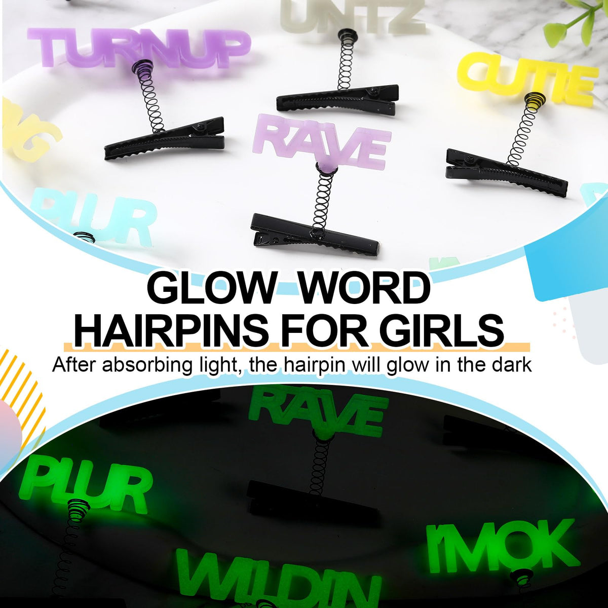 Luinabio glow words clip shines after sun, great for evening events.